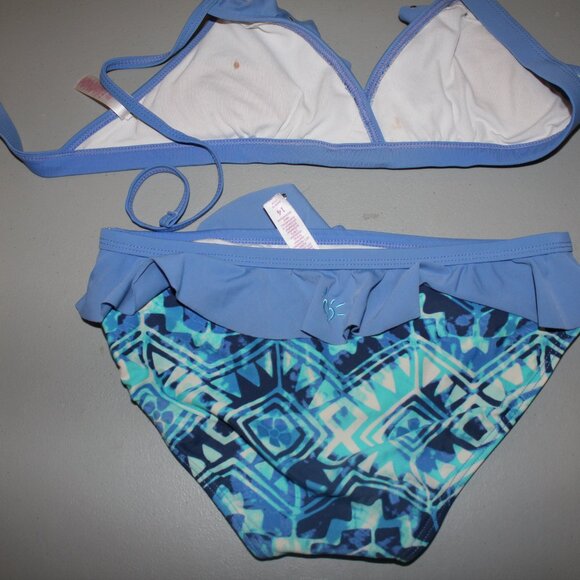 Green & Blue 2 Pcs Justice Bikini Swimsuit Size 14 - Picture 5 of 11